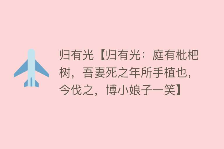 归有光【归有光：庭有枇杷树，吾妻死之年所手植也，今伐之，博小娘子一笑】