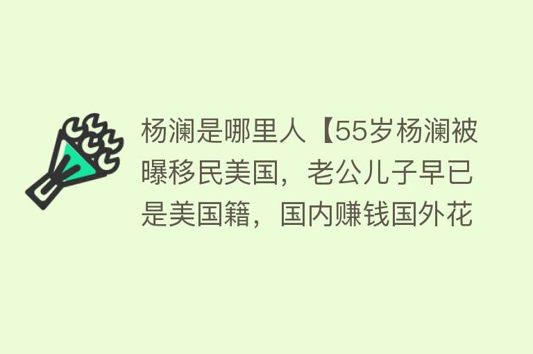 杨澜是哪里人【55岁杨澜被曝移民美国，老公儿子早已是美国籍，国内赚钱国外花？】