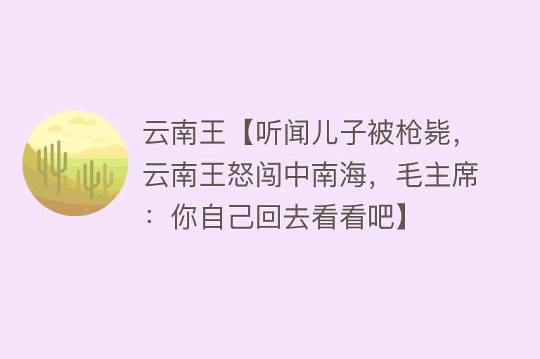 云南王【听闻儿子被枪毙，云南王怒闯中南海，毛主席：你自己回去看看吧】