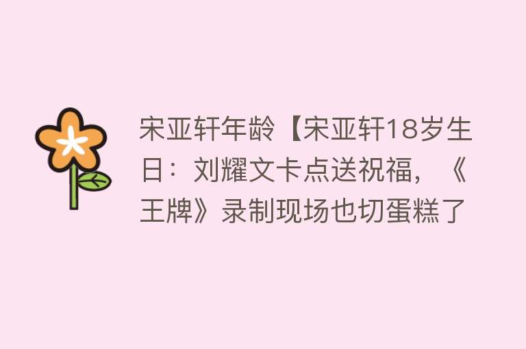 宋亚轩年龄【宋亚轩18岁生日：刘耀文卡点送祝福，《王牌》录制现场也切蛋糕了】