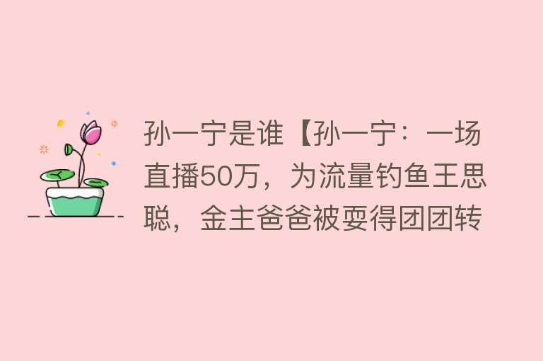 孙一宁是谁【孙一宁：一场直播50万，为流量钓鱼王思聪，金主爸爸被耍得团团转】