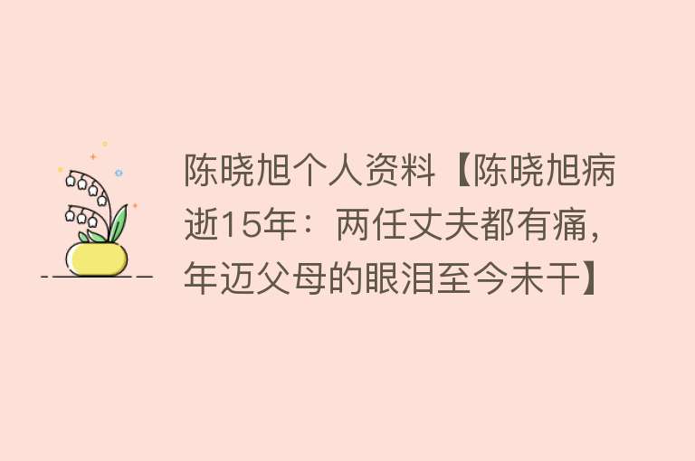 陈晓旭个人资料【陈晓旭病逝15年：两任丈夫都有痛，年迈父母的眼泪至今未干】