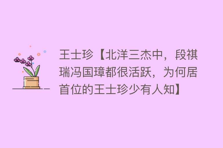 王士珍【北洋三杰中，段祺瑞冯国璋都很活跃，为何居首位的王士珍少有人知】