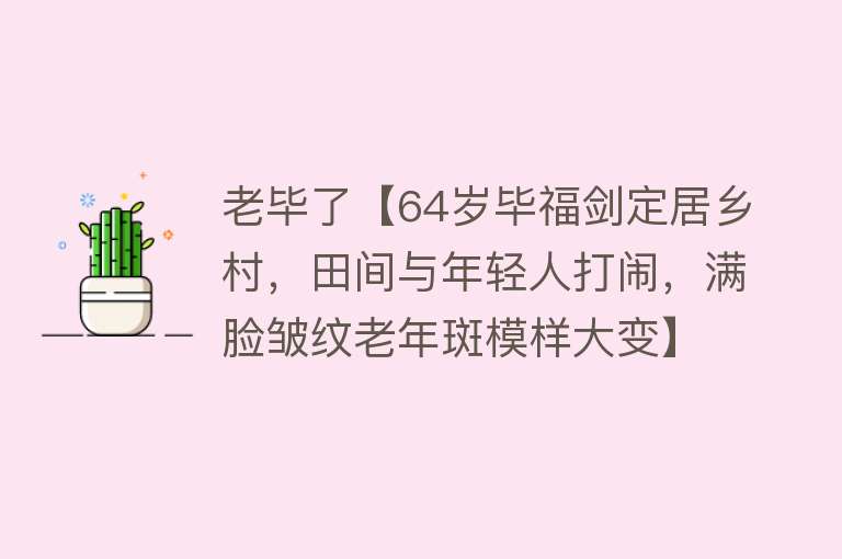 老毕了【64岁毕福剑定居乡村，田间与年轻人打闹，满脸皱纹老年斑模样大变】