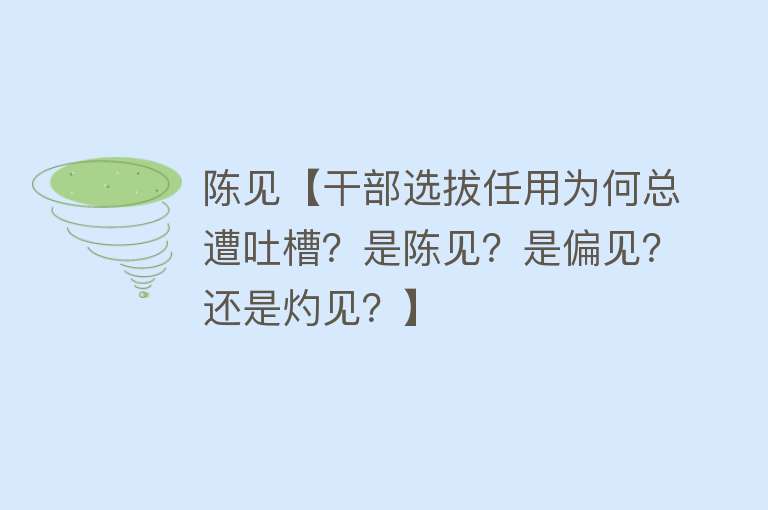 陈见【干部选拔任用为何总遭吐槽？是陈见？是偏见？还是灼见？】