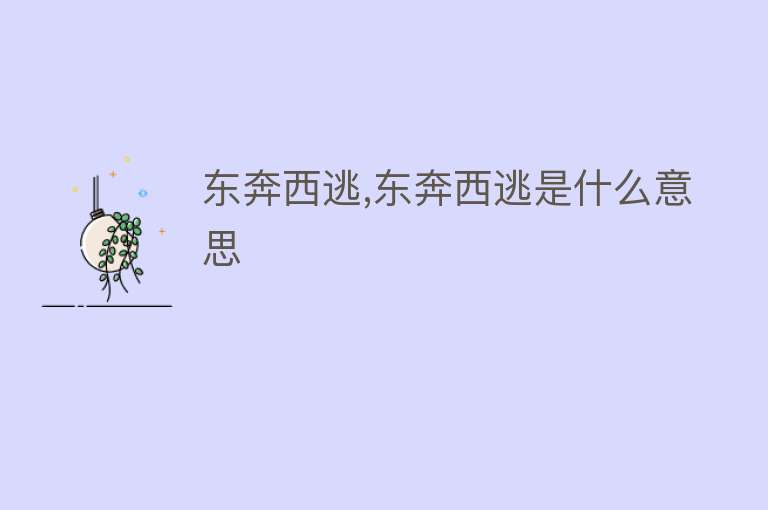 东奔西逃,东奔西逃是什么意思 