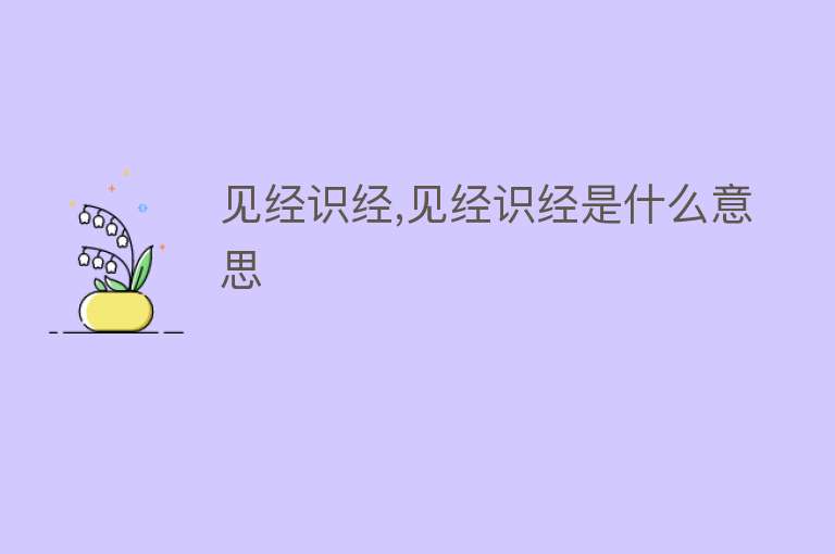 见经识经,见经识经是什么意思 